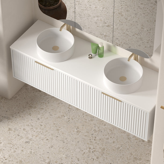 Avella 1500 Matte White Fluted Wall Hung Vanity