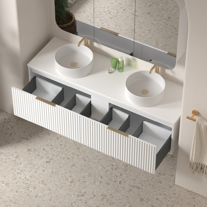 Avella 1500 Matte White Fluted Wall Hung Vanity
