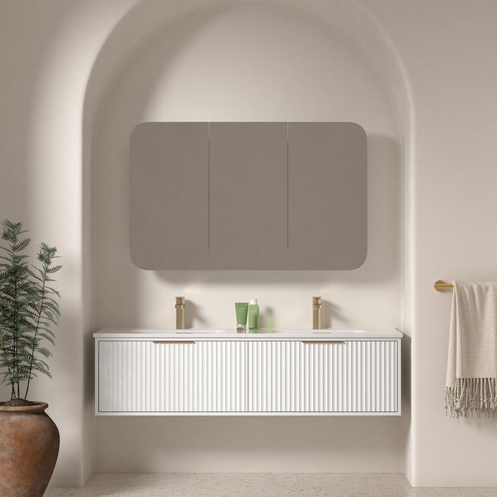 Avella 1500 Matte White Fluted Wall Hung Vanity
