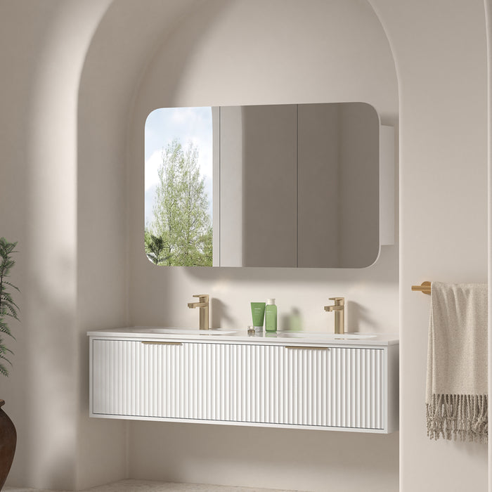 Avella 1500 Matte White Fluted Wall Hung Vanity