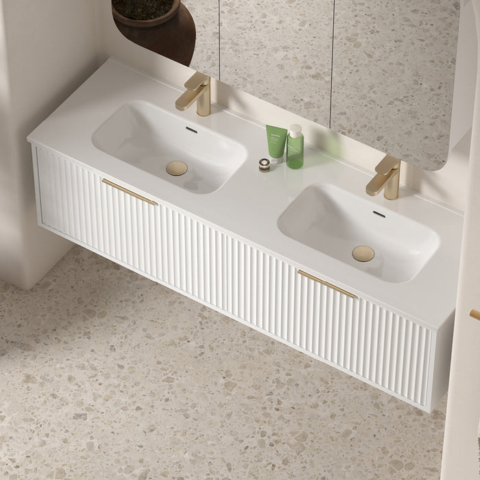 Avella 1500 Matte White Fluted Wall Hung Vanity
