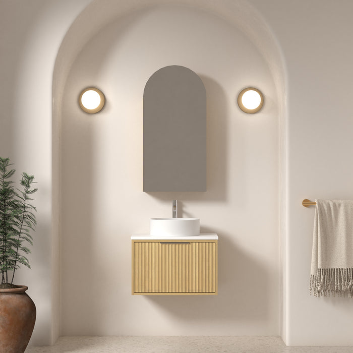 Avella 600 Blonde Oak Fluted Wall Hung Vanity