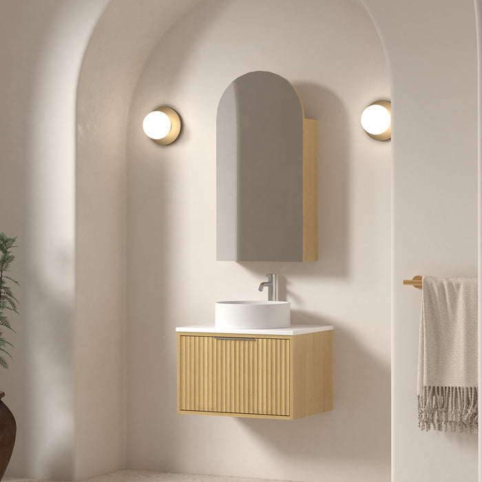 Avella 600 Blonde Oak Fluted Wall Hung Vanity