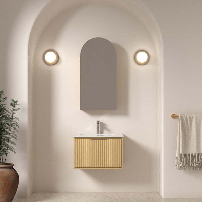 Avella 600 Blonde Oak Fluted Wall Hung Vanity