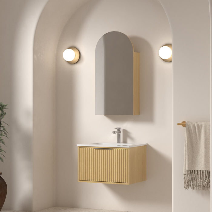 Avella 600 Blonde Oak Fluted Wall Hung Vanity