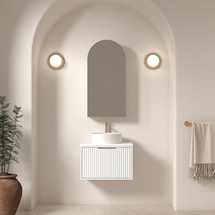 Avella 600 Matte White Fluted Wall Hung Vanity