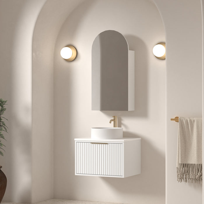 Avella 600 Matte White Fluted Wall Hung Vanity
