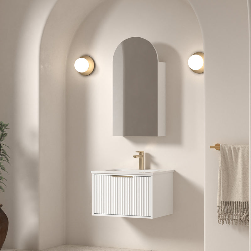 Avella 600 Matte White Fluted Wall Hung Vanity