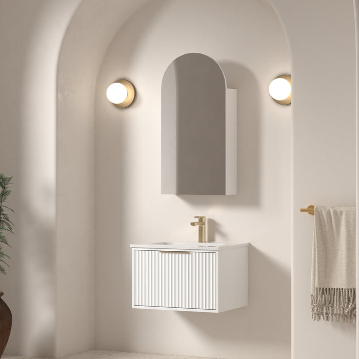 Avella 600 Matte White Fluted Wall Hung Vanity