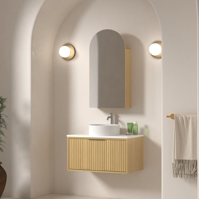 Avella 750 Blonde Oak Fluted Wall Hung Vanity