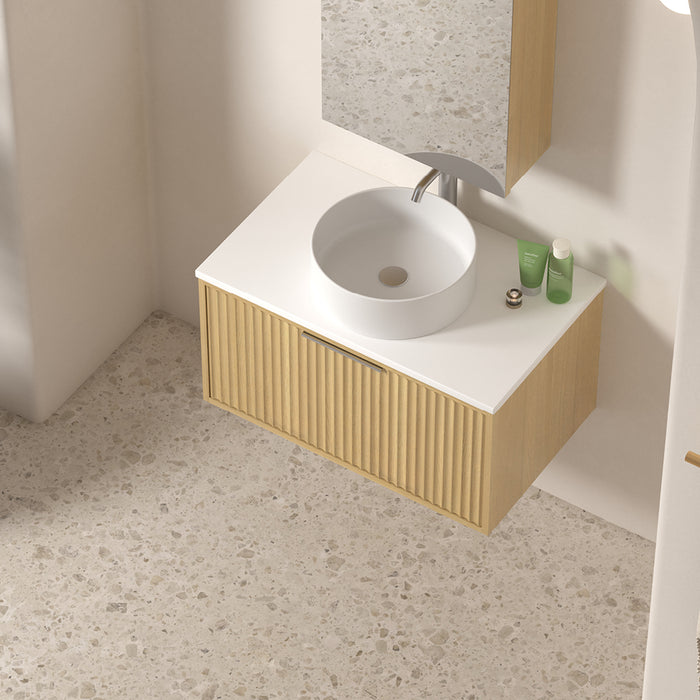 Avella 750 Blonde Oak Fluted Wall Hung Vanity
