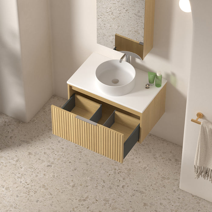 Avella 750 Blonde Oak Fluted Wall Hung Vanity