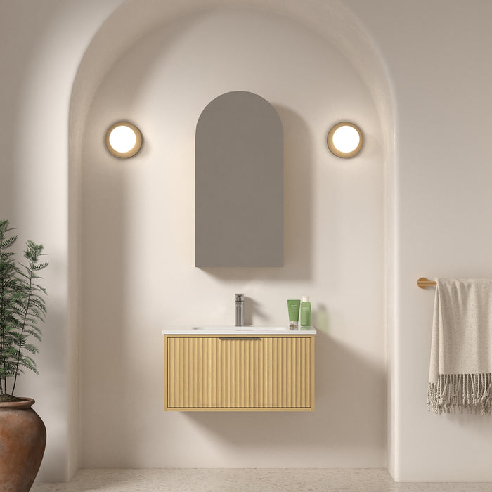 Avella 750 Blonde Oak Fluted Wall Hung Vanity