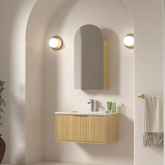 Avella 750 Blonde Oak Fluted Wall Hung Vanity