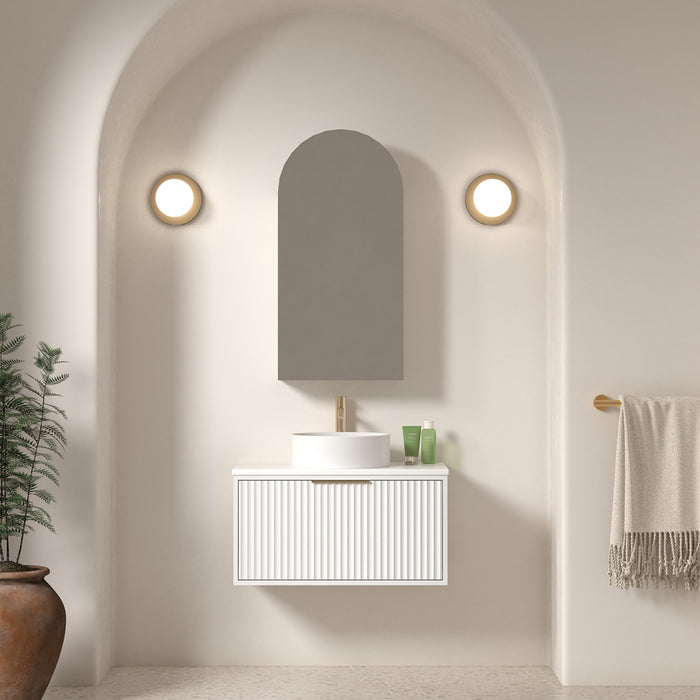 Avella 750 Matte White Fluted Wall Hung Vanity
