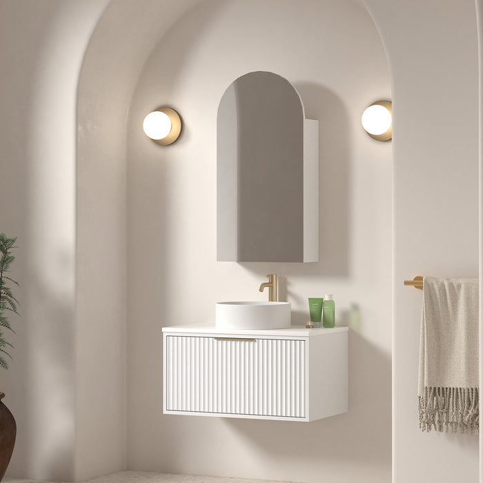 Avella 750 Matte White Fluted Wall Hung Vanity