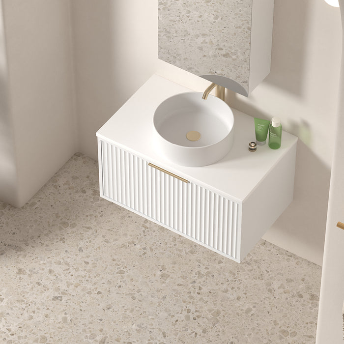 Avella 750 Matte White Fluted Wall Hung Vanity