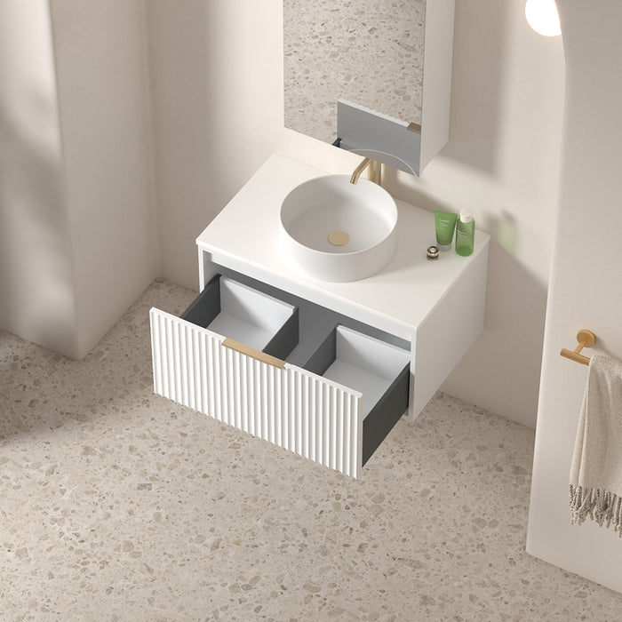 Avella 750 Matte White Fluted Wall Hung Vanity