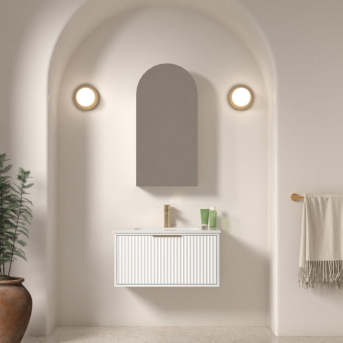 Avella 750 Matte White Fluted Wall Hung Vanity
