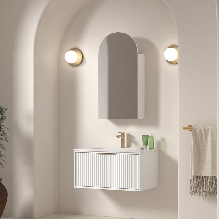 Avella 750 Matte White Fluted Wall Hung Vanity