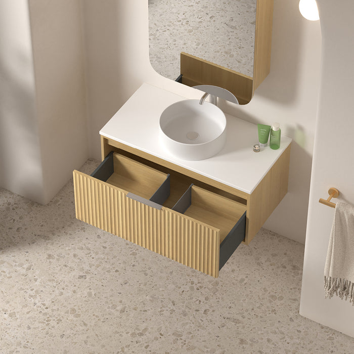 Avella 900 Blonde Oak Fluted Wall Hung Vanity