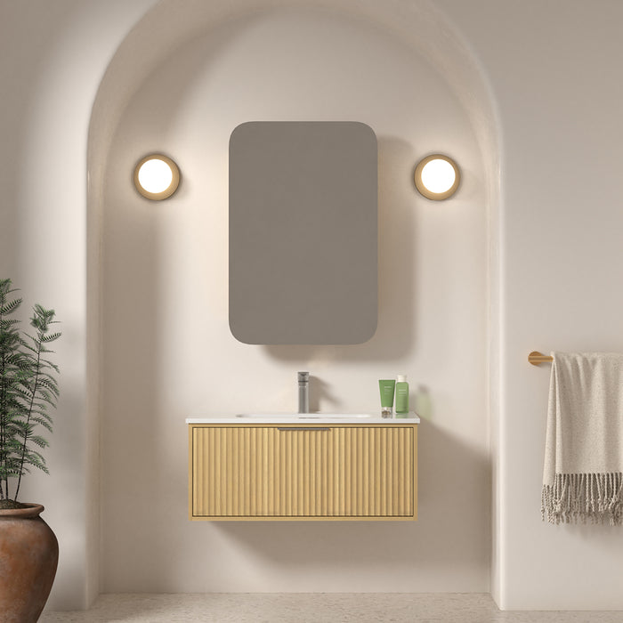 Avella 900 Blonde Oak Fluted Wall Hung Vanity