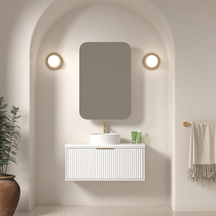 Avella 900 Matte White Fluted Wall Hung Vanity