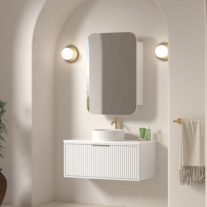 Avella 900 Matte White Fluted Wall Hung Vanity