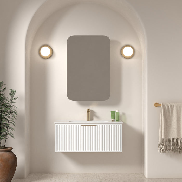 Avella 900 Matte White Fluted Wall Hung Vanity