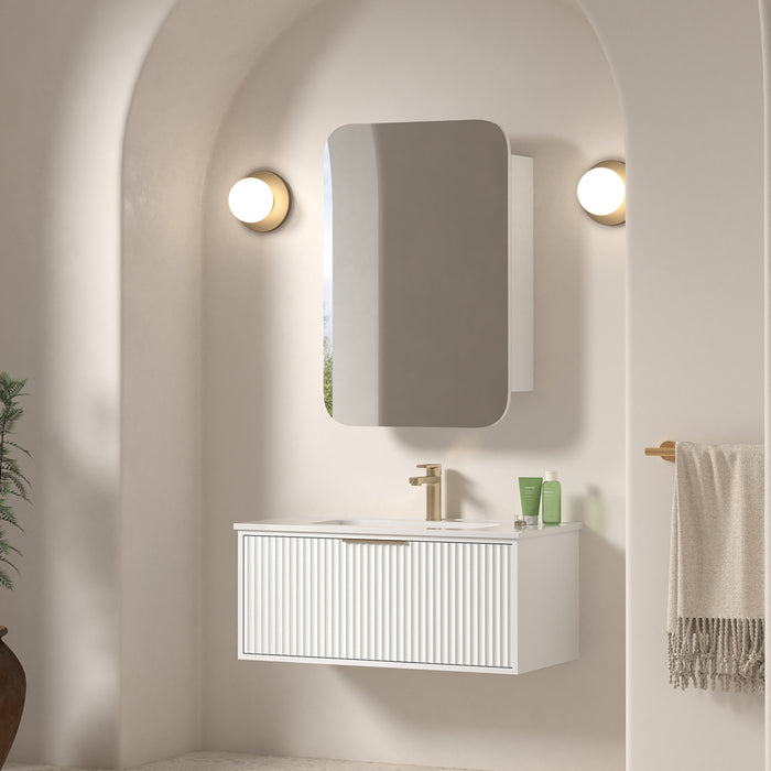 Avella 900 Matte White Fluted Wall Hung Vanity
