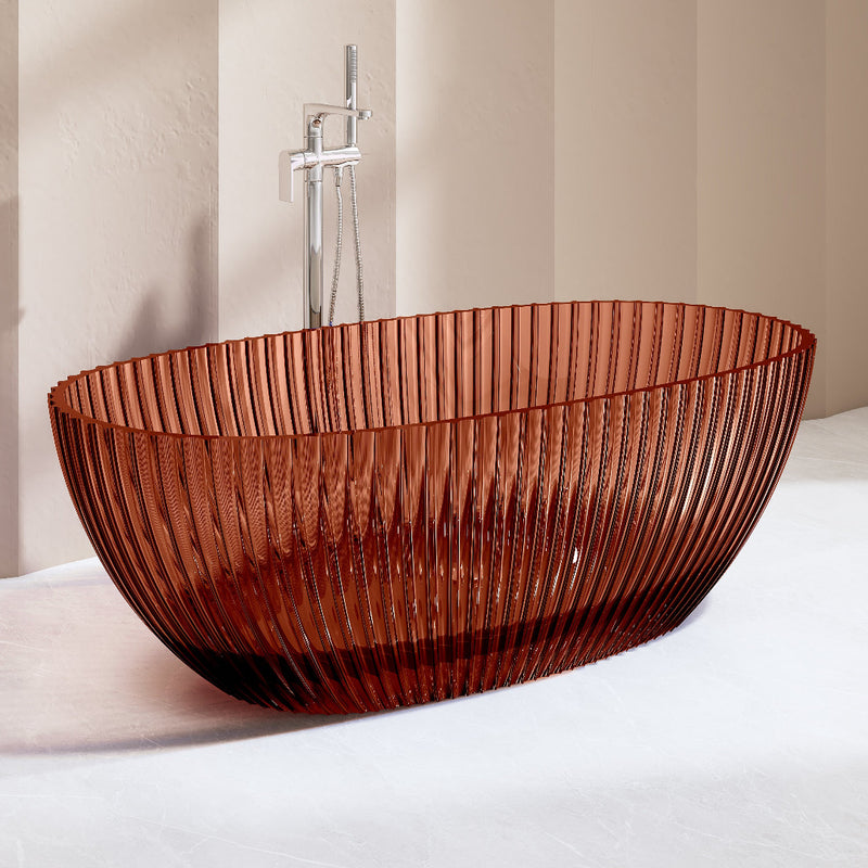 Avina 1700mm Fluted Amber Translucent Resin Stone Freestanding Bath Tub