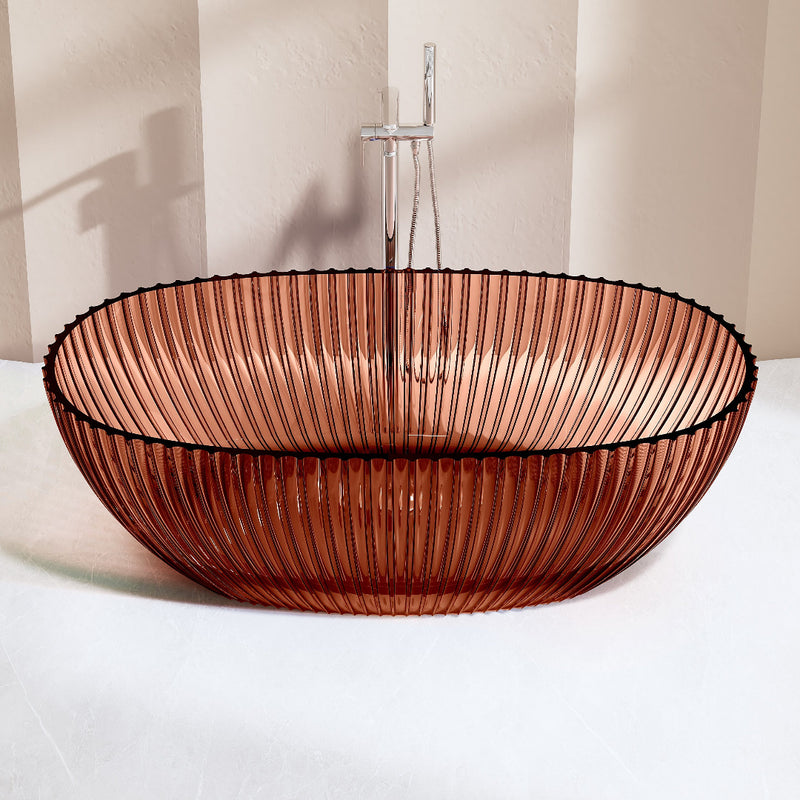 Avina 1700mm Fluted Amber Translucent Resin Stone Freestanding Bath Tub
