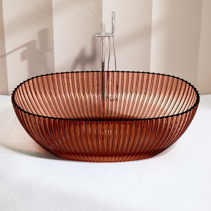 Avina 1700mm Fluted Amber Translucent Resin Stone Freestanding Bath Tub