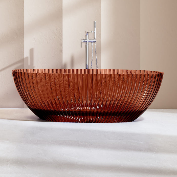Avina 1700mm Fluted Amber Translucent Resin Stone Freestanding Bath Tub