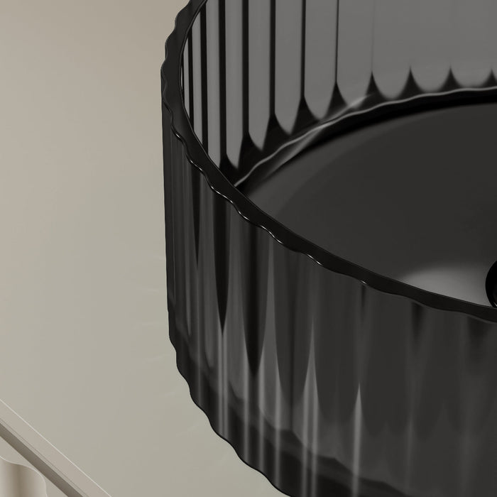 Avina 380mm Black Translucent Resin Stone Round Above Counter Basin