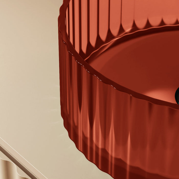 Avina 380mm Amber Translucent Resin Stone Round Above Counter Basin