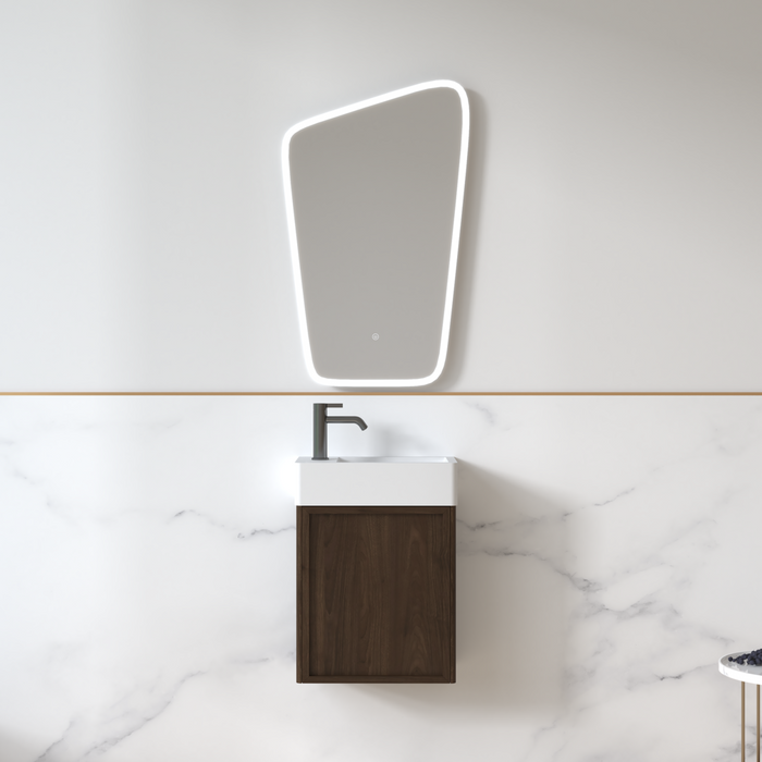 Avora 450mm Alder Walnut Fluted Ensuite Wall Hung Vanity