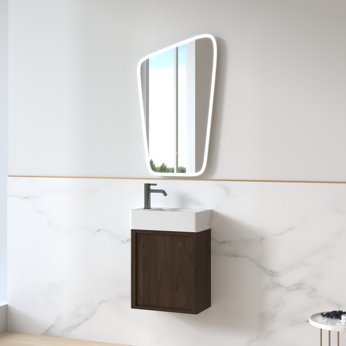 Avora 450mm Alder Walnut Fluted Ensuite Wall Hung Vanity