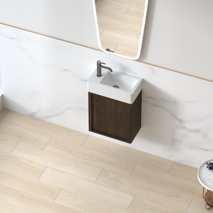 Avora 450mm Alder Walnut Fluted Ensuite Wall Hung Vanity