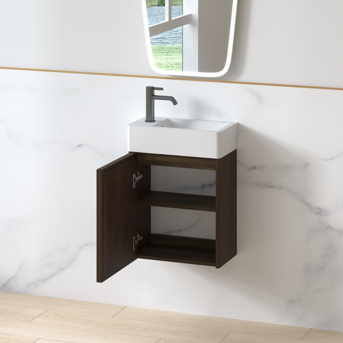 Avora 450mm Alder Walnut Fluted Ensuite Wall Hung Vanity