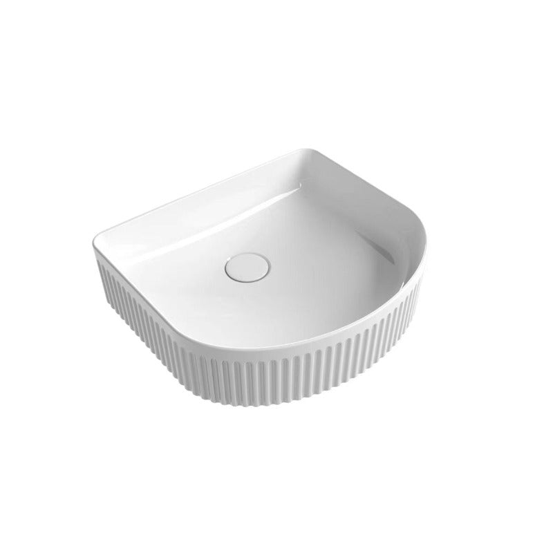 Fluted Arched Gloss White Above Counter Basin By Indulge® - Acqua Bathrooms