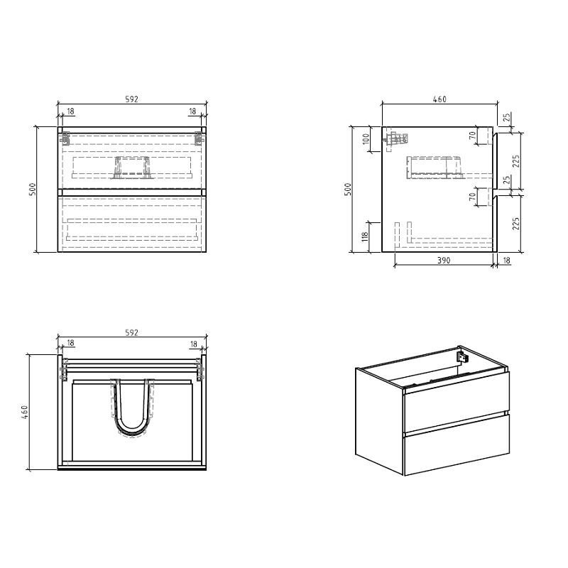 Avia 600mm White Oak Wall Hung Vanity With Stone Top | Indulge® - Acqua Bathrooms