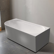 Pavilion Ribbed 1700mm Gloss White Right Corner Fit Freestanding Bath - Acqua Bathrooms