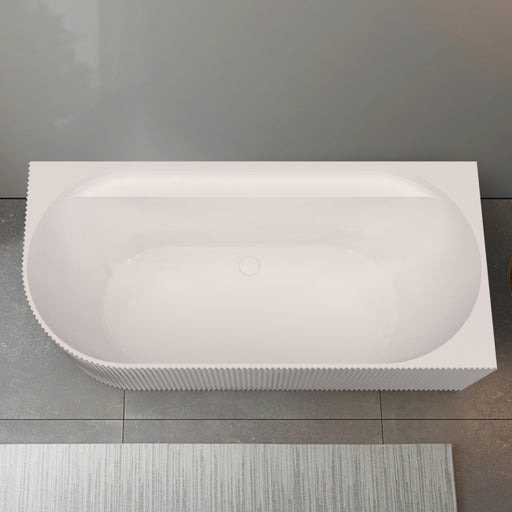 Pavilion Ribbed 1700mm Gloss White Right Corner Fit Freestanding Bath - Acqua Bathrooms