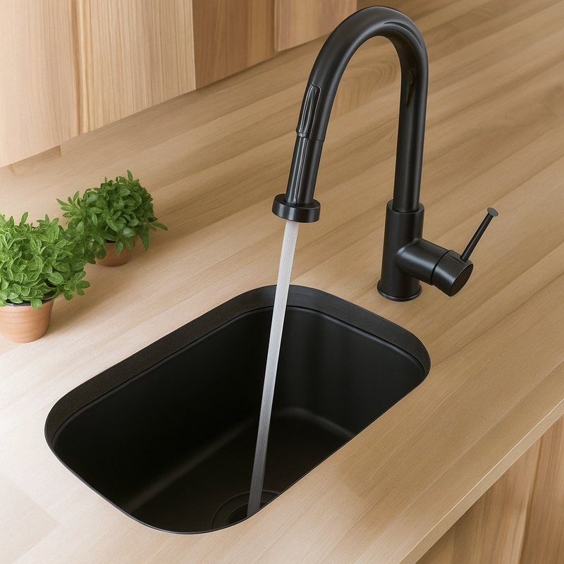Marlowe 330 Matte Black Butler Kitchen & Laundry Sink Package