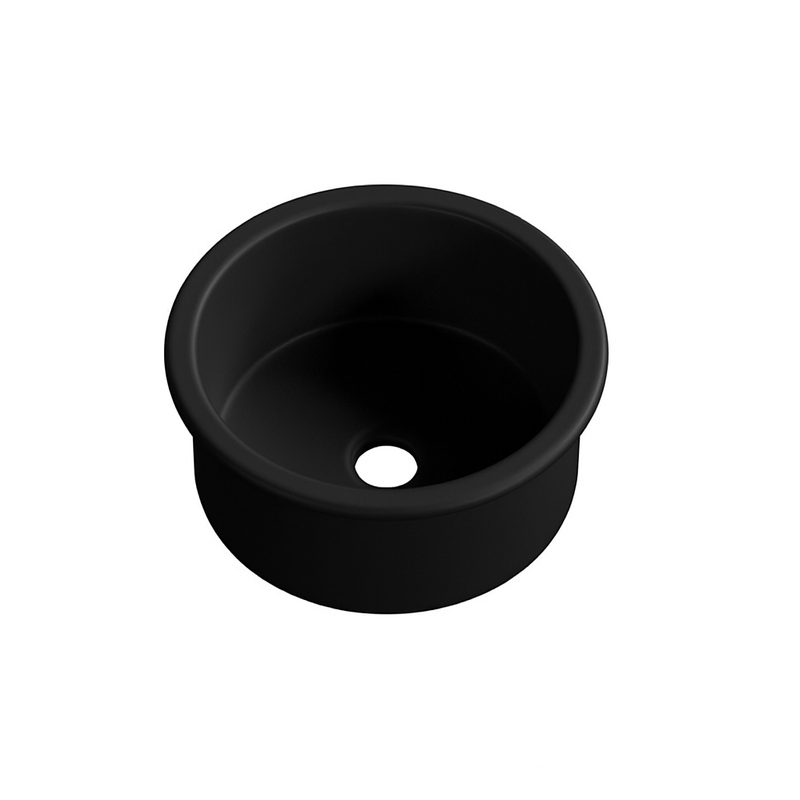 Marlowe 460 Round Matte Black Butler Kitchen & Laundry Sink Package