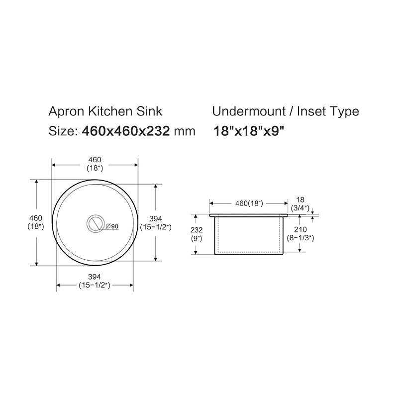 Marlowe 460 Round Butler Kitchen & Laundry Sink Package - Acqua Bathrooms