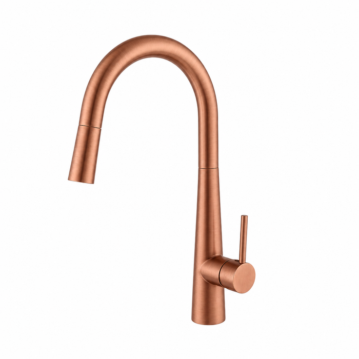 Tivra Brushed Copper Round Pull-Out Kitchen Mixer