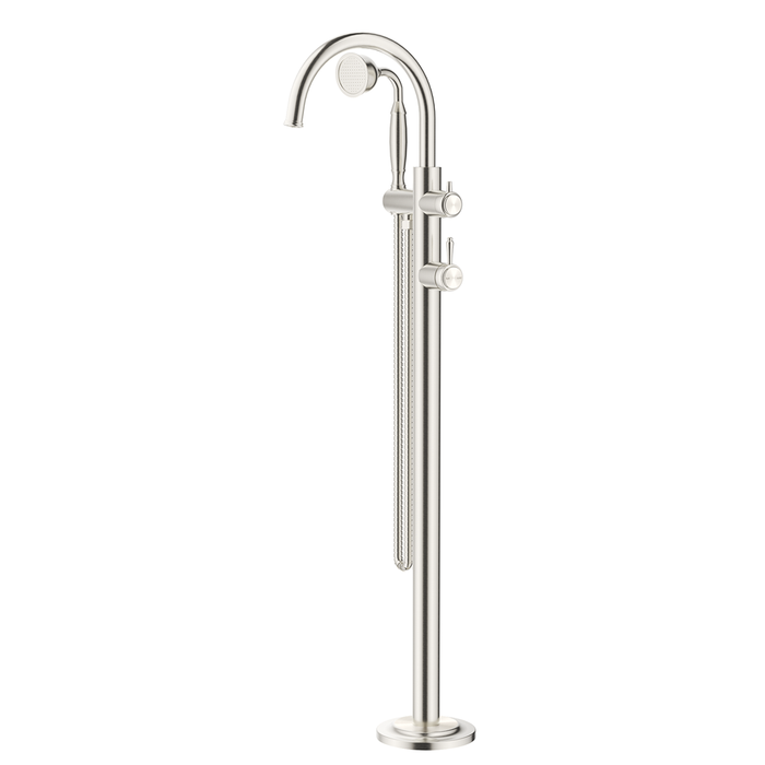 Mica Brushed Nickel Heritage Freestanding Bath Mixer with Hand Shower