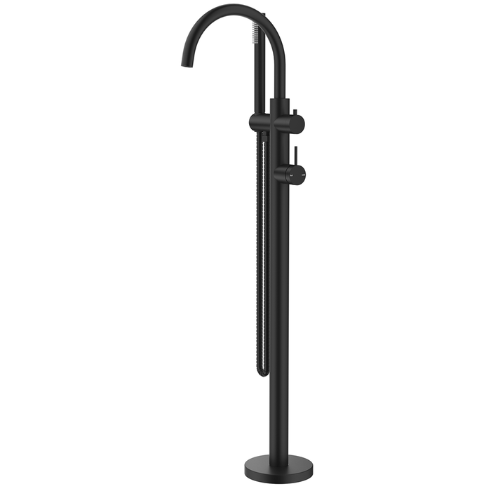 Mica Matte Black Freestanding Bath Mixer with Hand Shower